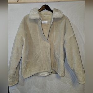 Women's Tan Suede Faux Fur Jacket